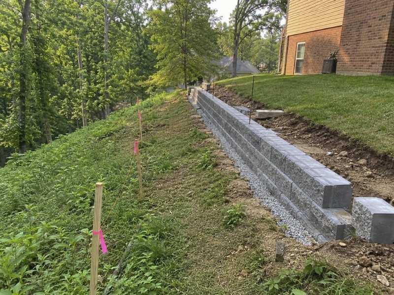 Boundary Survey for retaining wall placement near a residential property line in Knoxville Tennessee